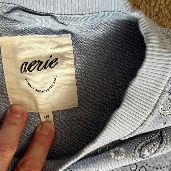 Aerie Light Blue Embroidered Pajama Set - Picture 4 of 8